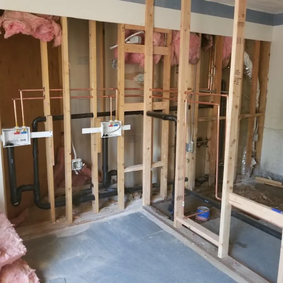 Copper pipe rough-in and plumbing installation in Wayland